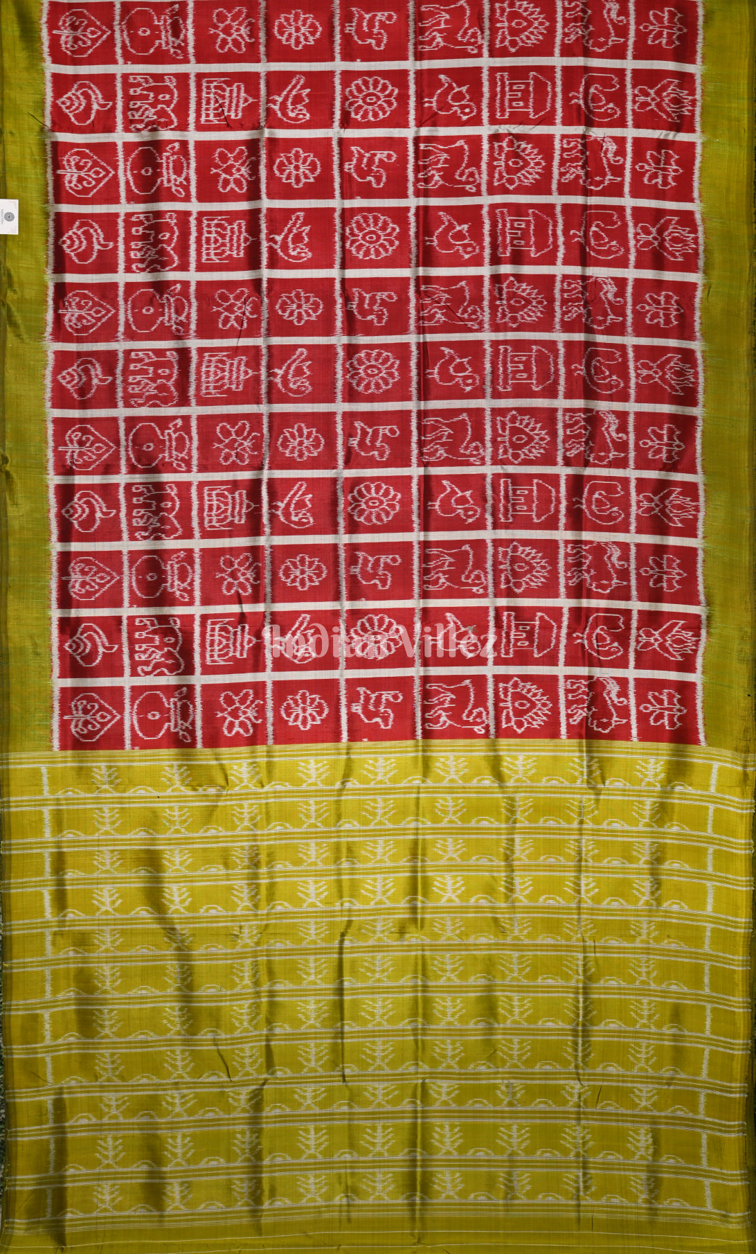  Maroon Green Nabkothi Odisha Ikat Contemporary Designer Silk Saree
