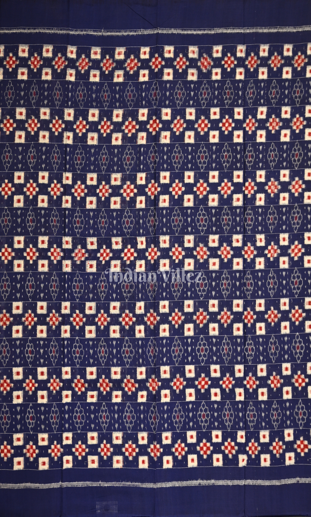 Blue Red Pasapali Odisha Ikat Sambalpuri Dress Set & Dupatta 