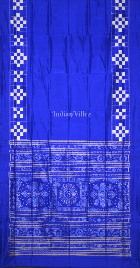 Royal Blue Pasapali Border Odisha Ikat Contemporary Designer Silk Saree