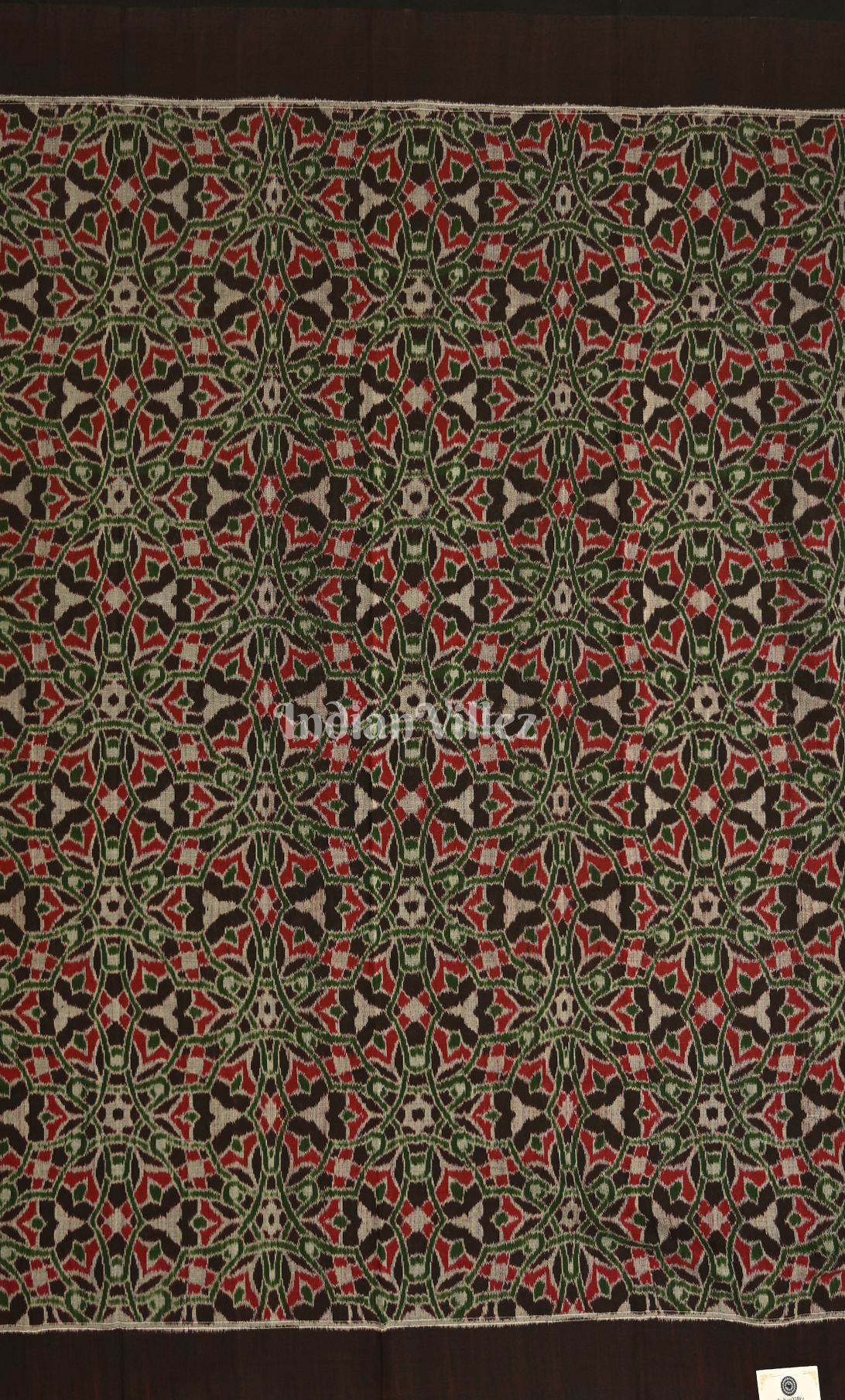 Black Aqua Green Floral Motif Odisha Ikat Sambalpuri Dress Set & Dupatta 