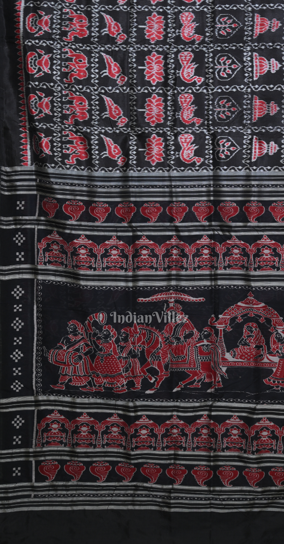 Black Nabakothi Odisha Ikat Contemporary Designer Silk Saree with Doli Barat Anchal