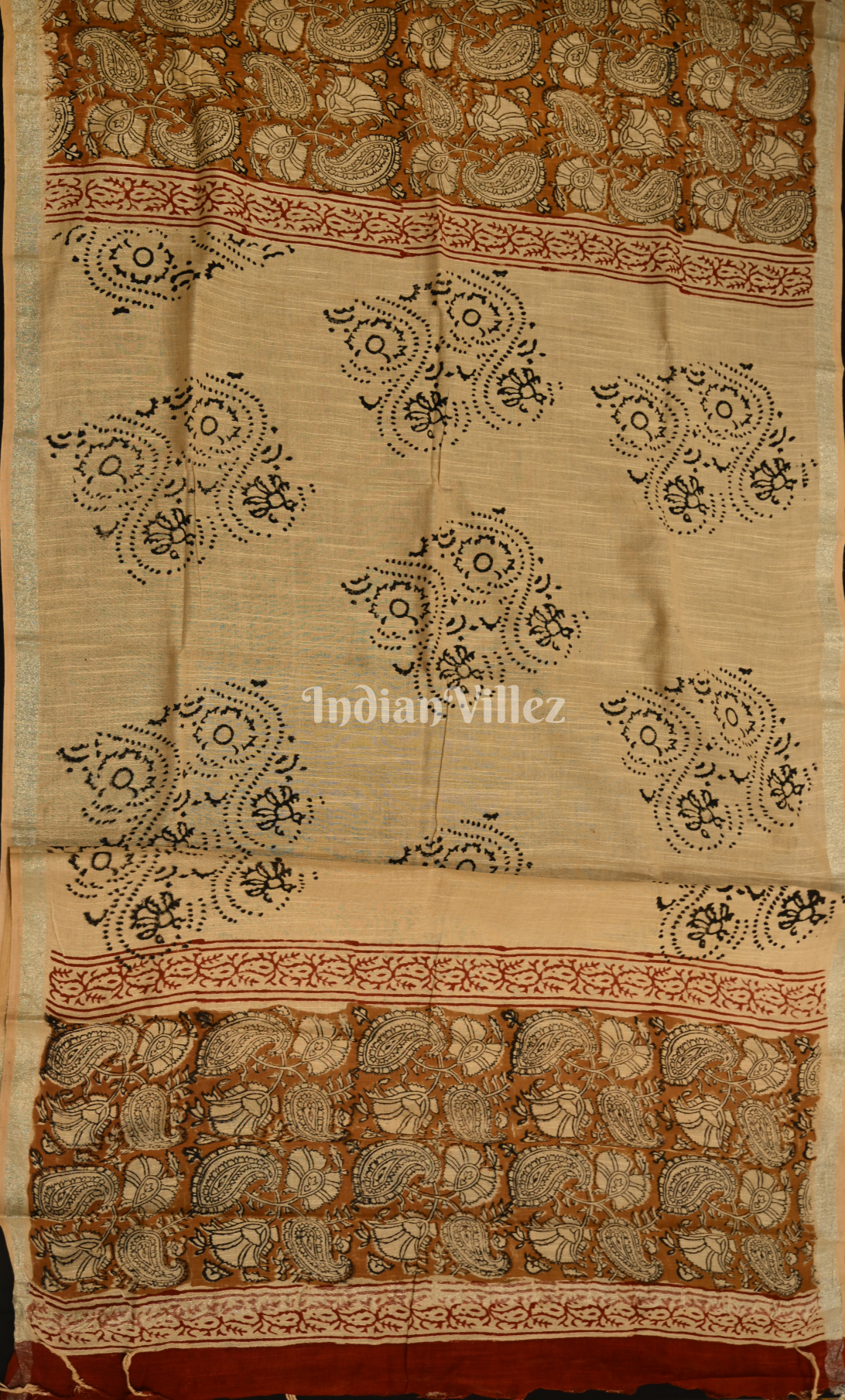 Brick Red Beige Bagru Block Printed Cotton Suit Sets