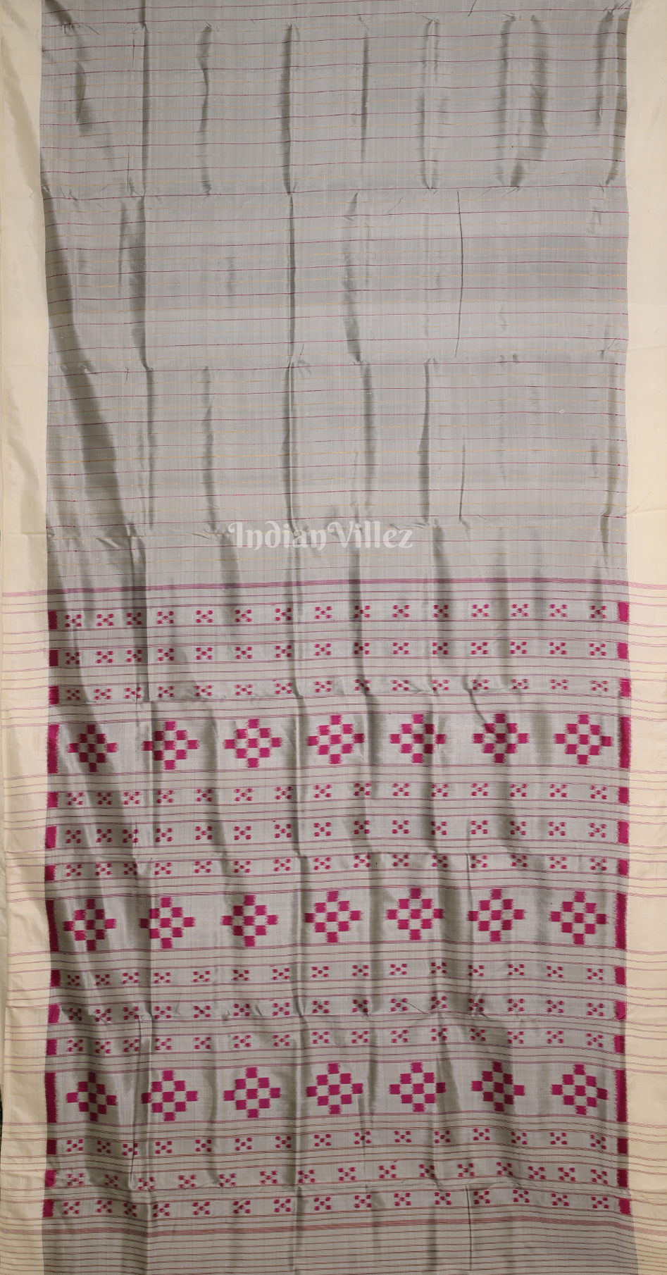 Grey Pink Contemporary Designer Silk Saree with Pasapali Anchal
