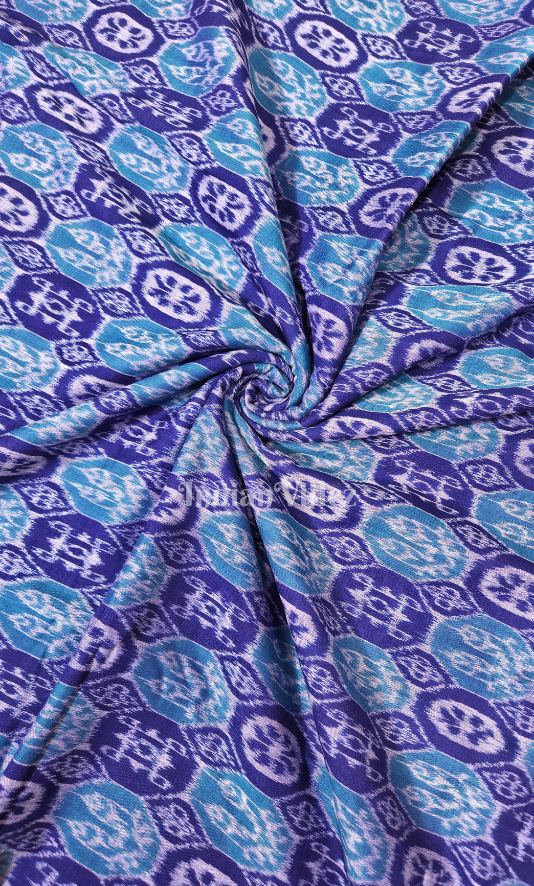 Blue Floral Theme Odisha Ikat Sambalpuri Cotton Fabric