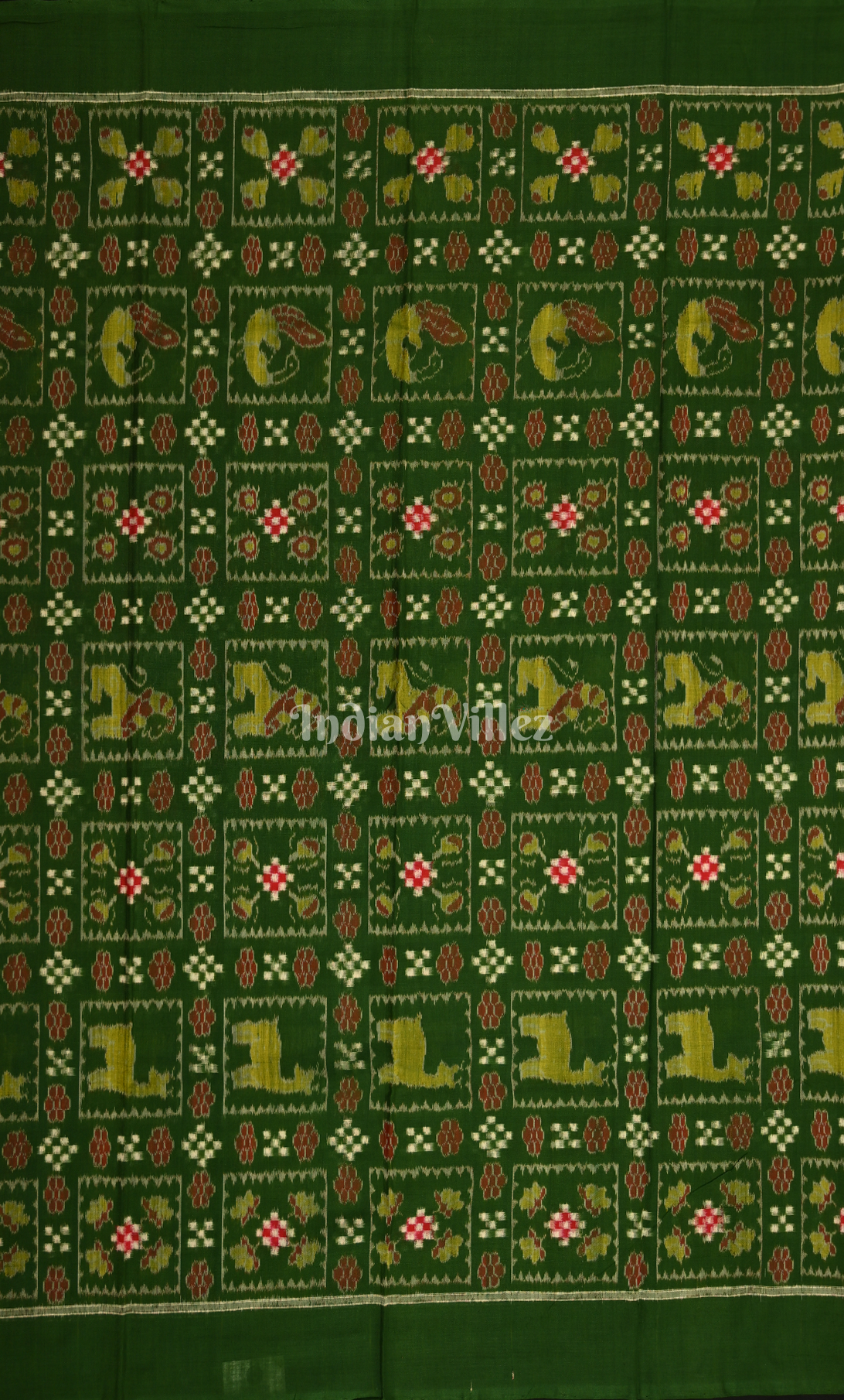 Green Mustard Yellow Paspali Odisha Ikat Sambalpuri Dress Set & Dupatta 