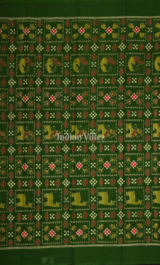 Green Mustard Yellow Paspali Odisha Ikat Sambalpuri Dress Set & Dupatta 