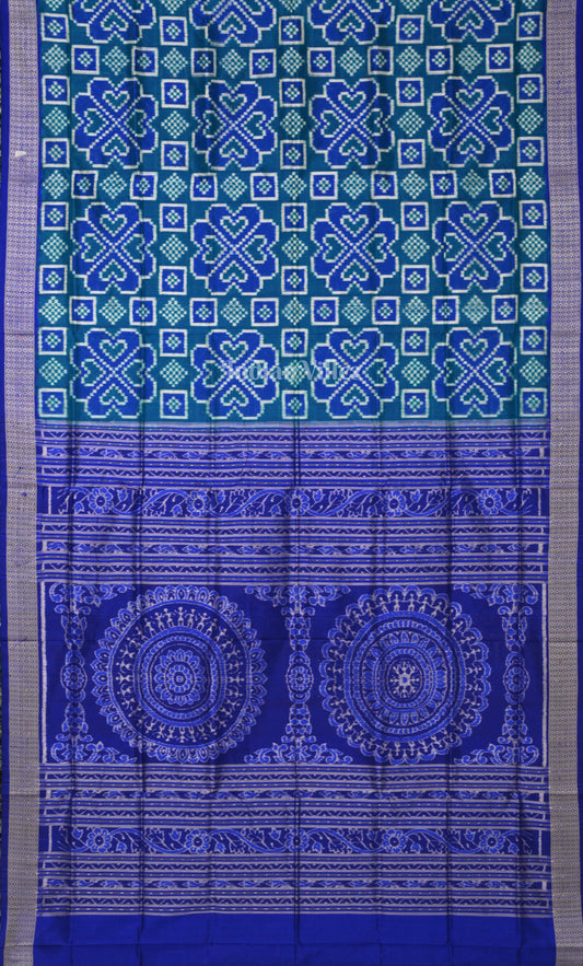 Blue Full Body Pasapali Odisha Ikat Sambalpuri Silk Saree 