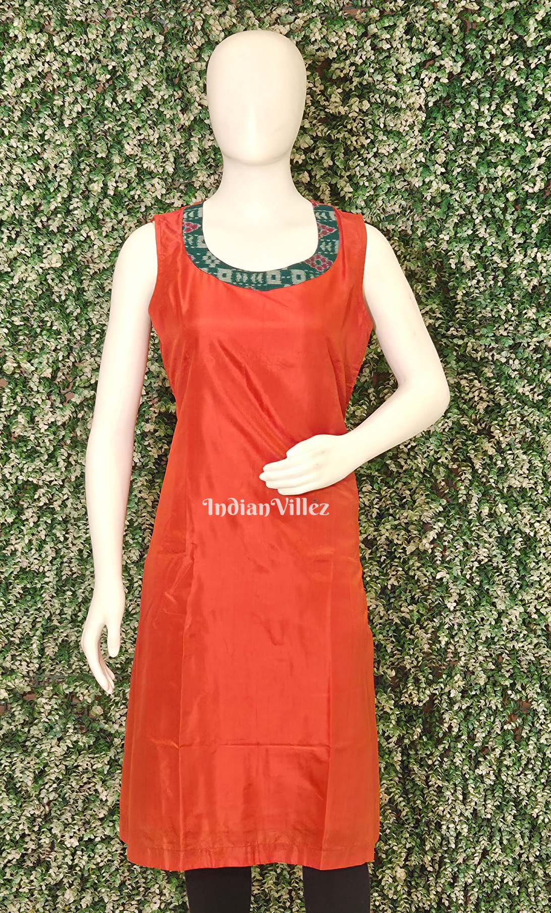  Deep Red Odisha Ikat Designer Cotton Kurti for Women 