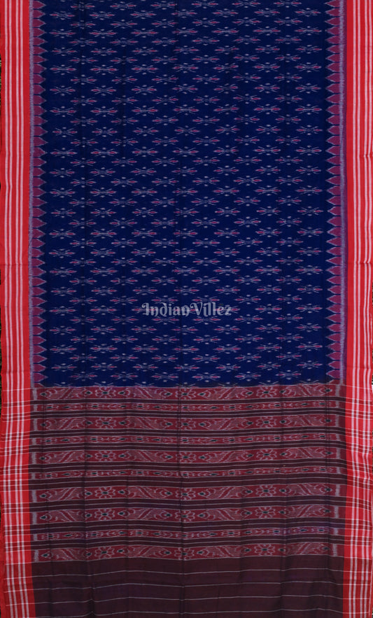 Blue Maroon Odisha Ikat Maniabandha Cotton Saree 