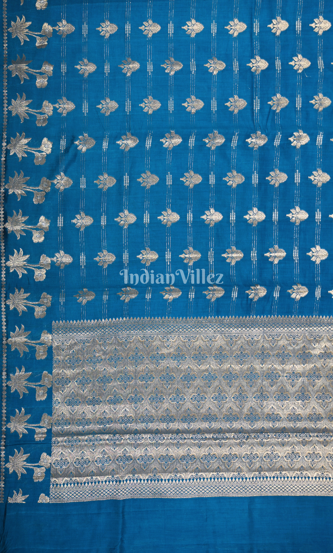 Copper Sulphate Blue Pure Chiniya Silk Banarasi Saree 