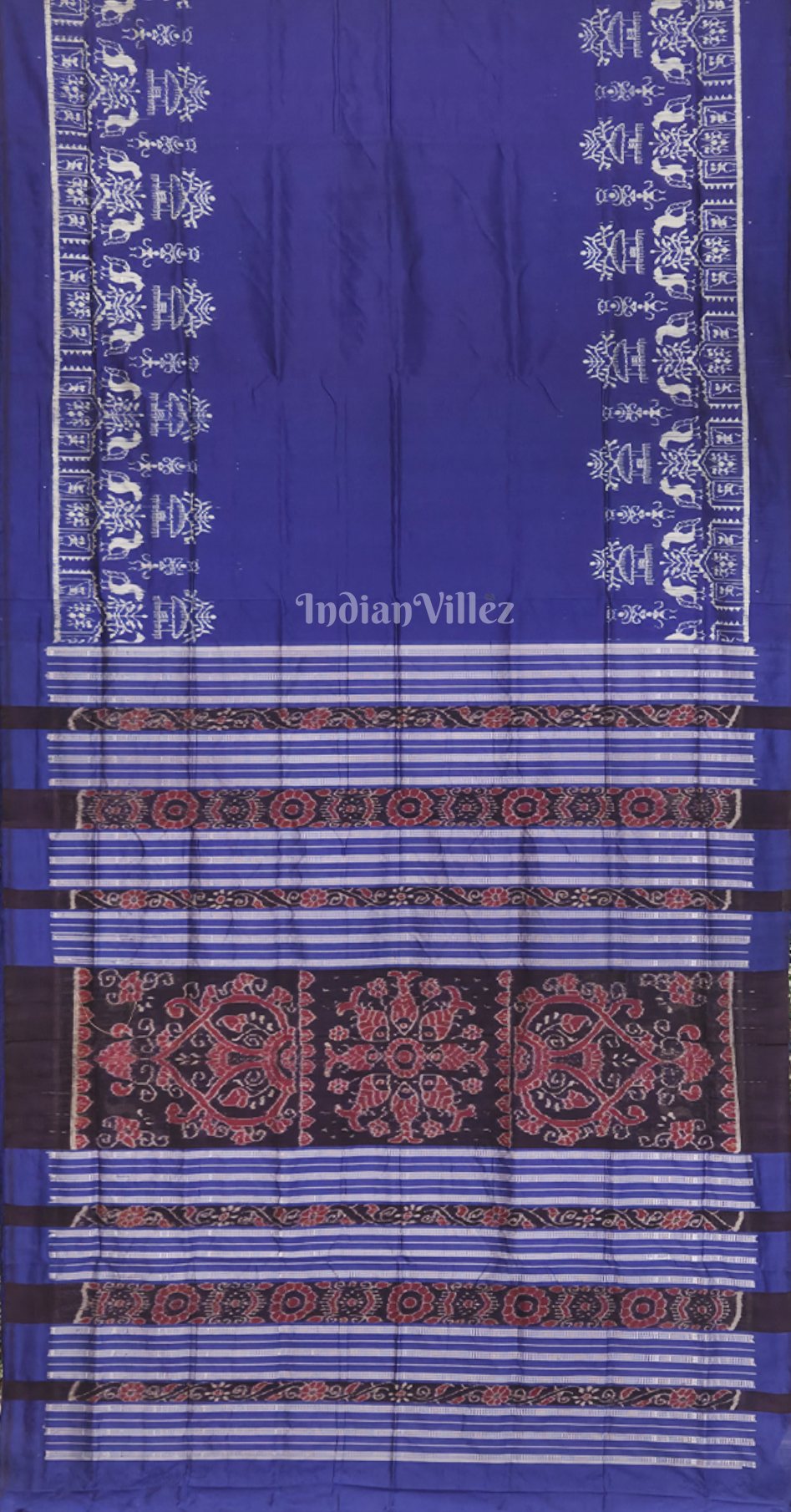 Blue Tribal House Scot Odisha Ikat Contemporary Sambalpuri Silk Saree 