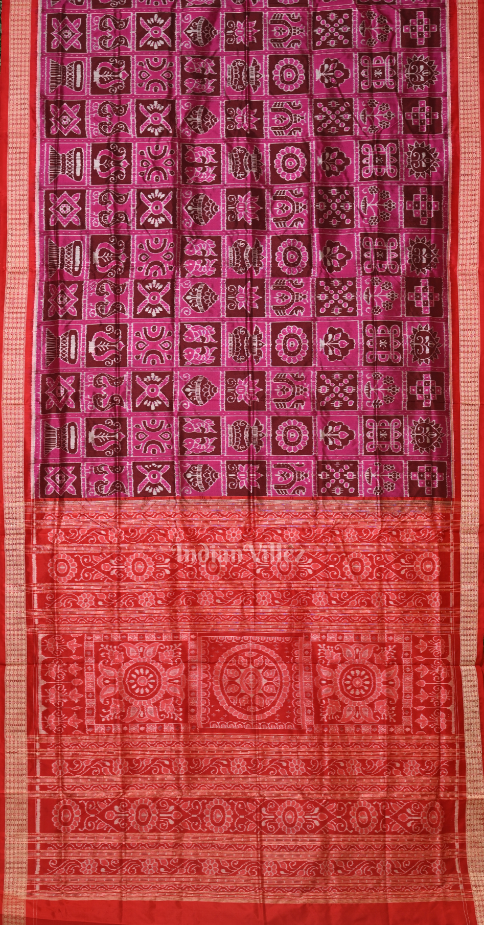 Exclusive Magenta Pink Red Nabakothi Odisha Ikat Sambalpuri Silk Saree