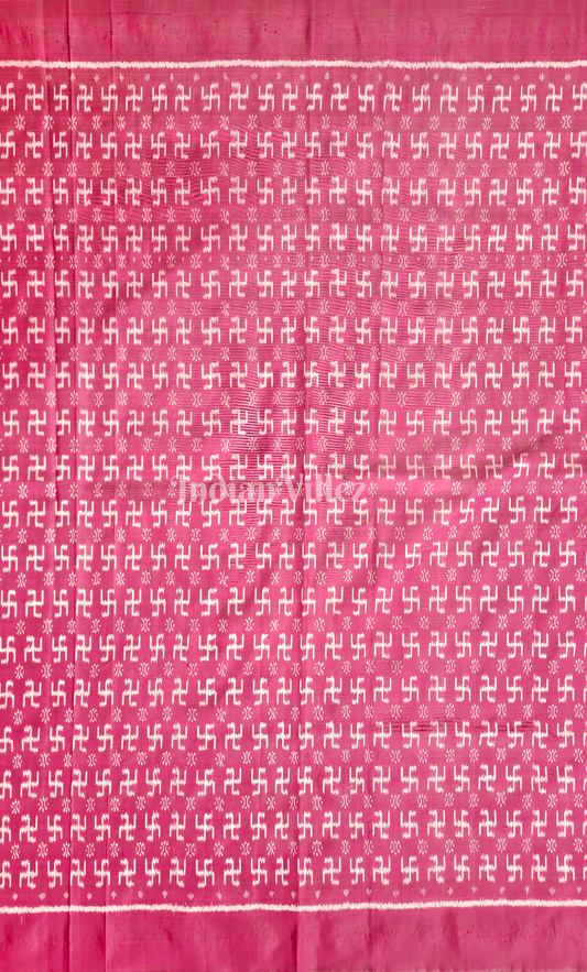 Magenta Pink Swastik Motif Odisha Ikat Sambalpuri Silk Fabric