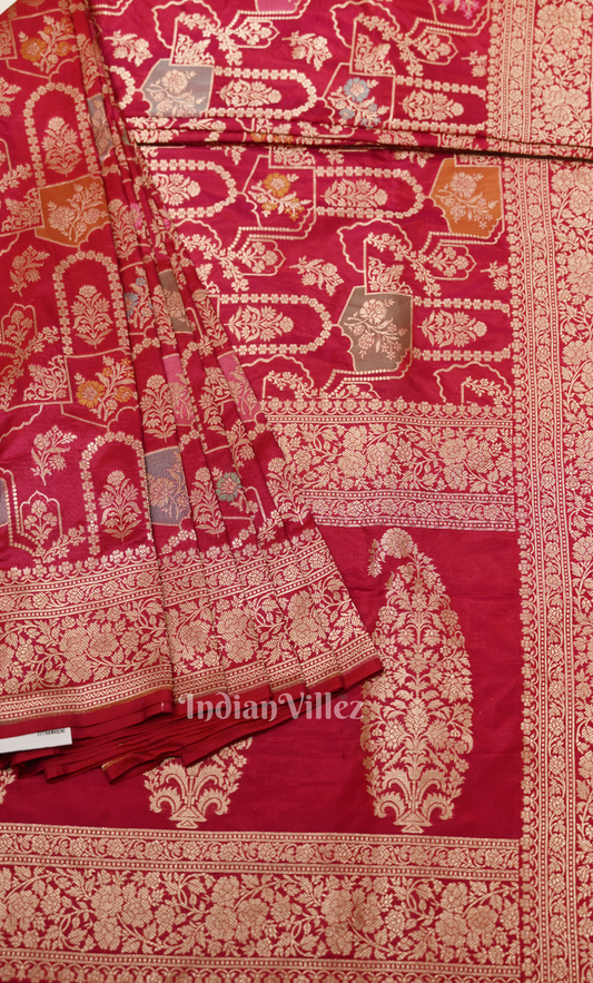Exclusive Bridal Red Brocade Pure Katan Banarasi Silk Saree