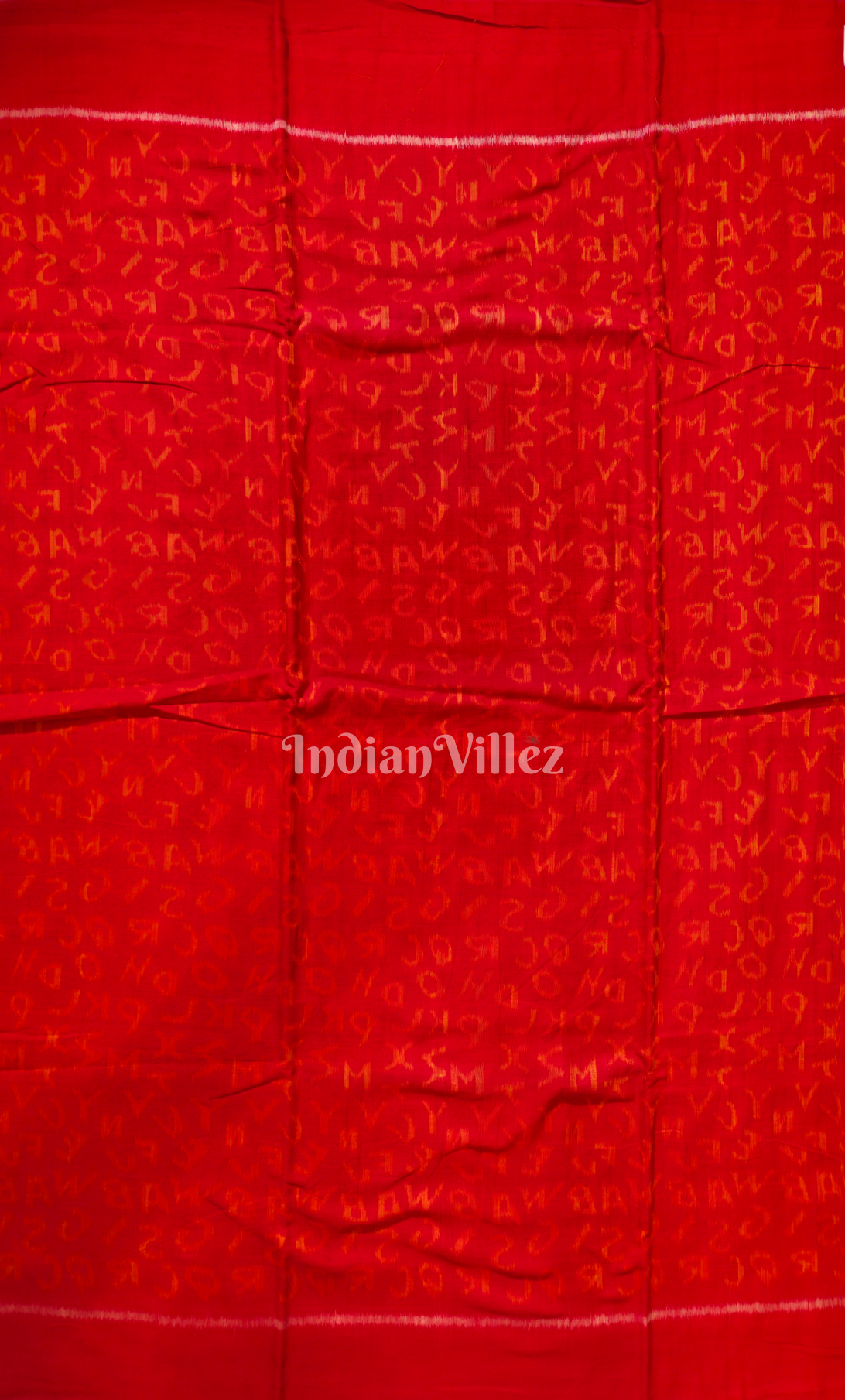 Red Alphabet Theme Odisha Ikat Sambalpuri Cotton Fabric