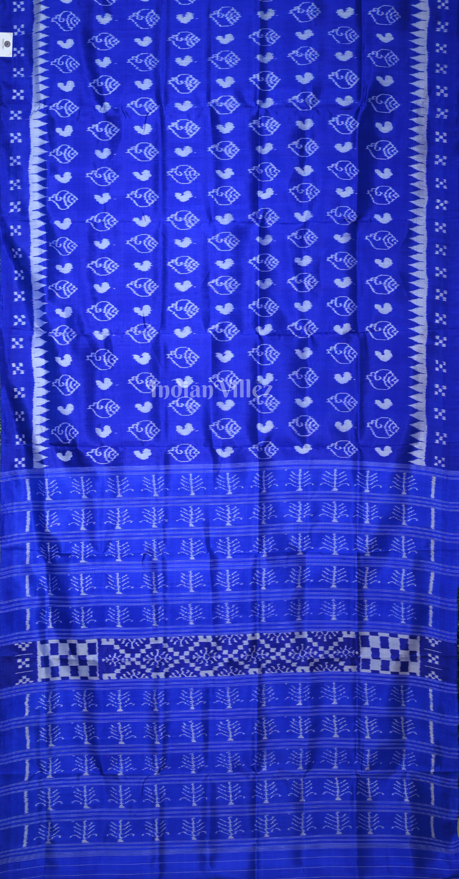 Royal Blue Sankha Motif Ikat Contemporary Designer Saree 