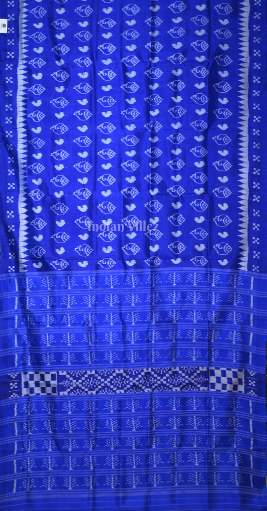 Royal Blue Sankha Motif Ikat Contemporary Designer Saree 