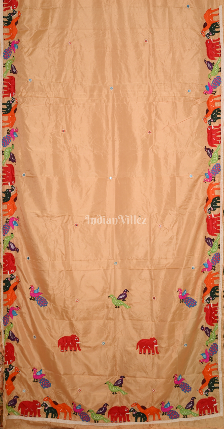 Beige Hand Embroidered Applique Work Saree