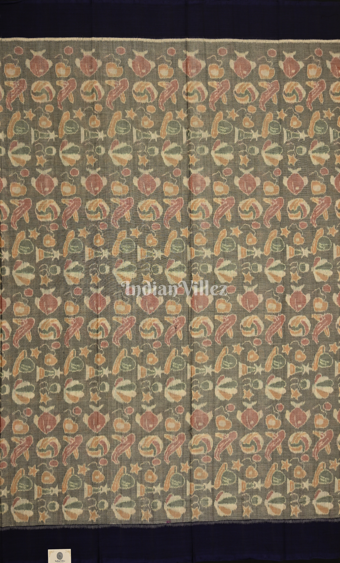 Grey Blue Odisha Ikat Sambalpuri Dress Set & Dupatta 