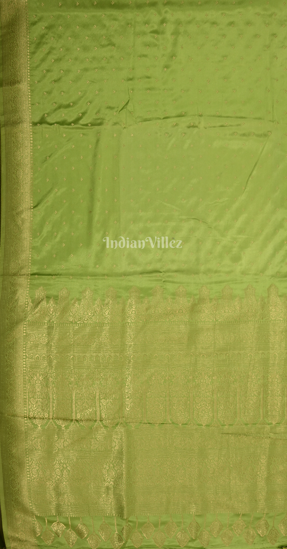 Mehendi Green Satin Silk Banarasi Saree With Brocade Blouse