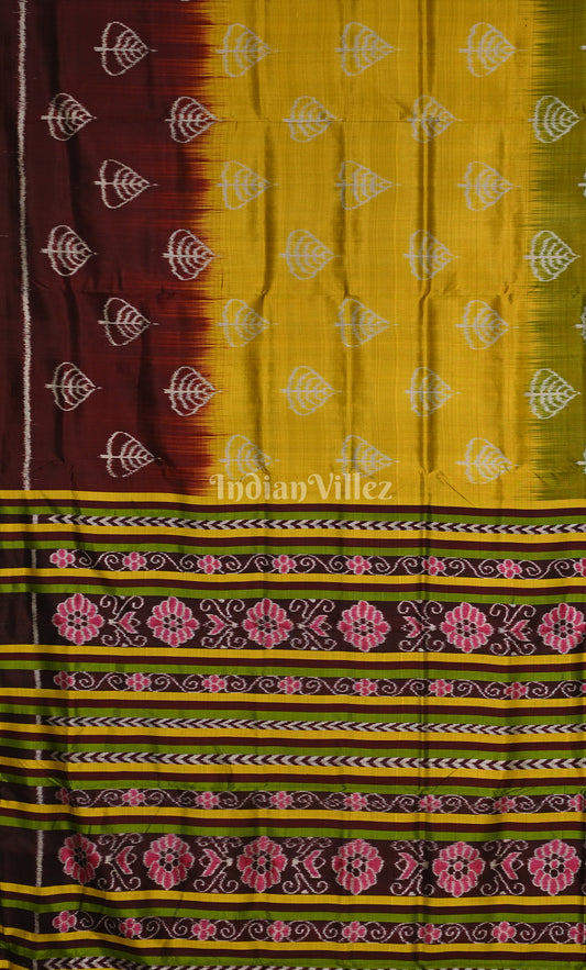 Mustard Yellow Coffee Contemporary Designer Silk Saree 