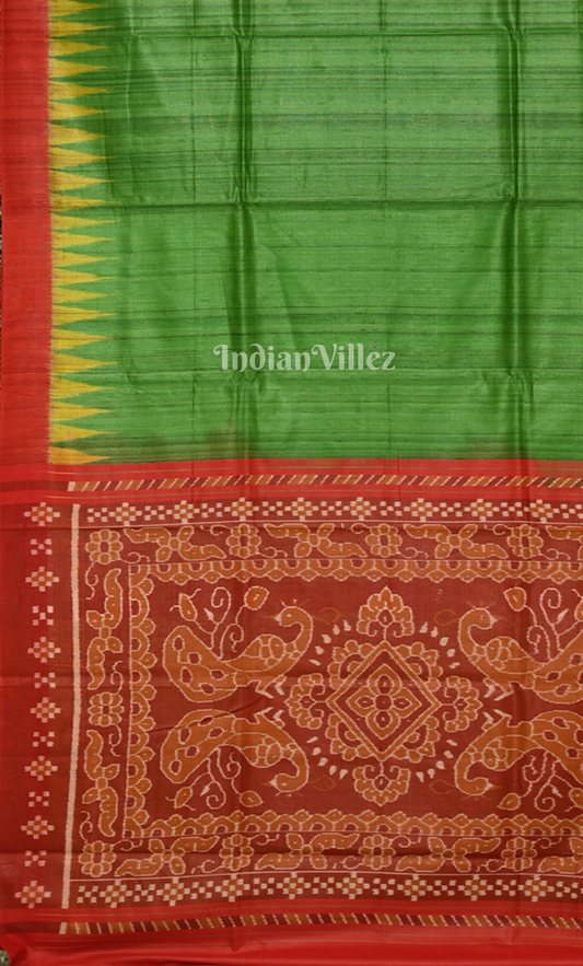 Green Red Gopalpur Tussar Silk Saree 