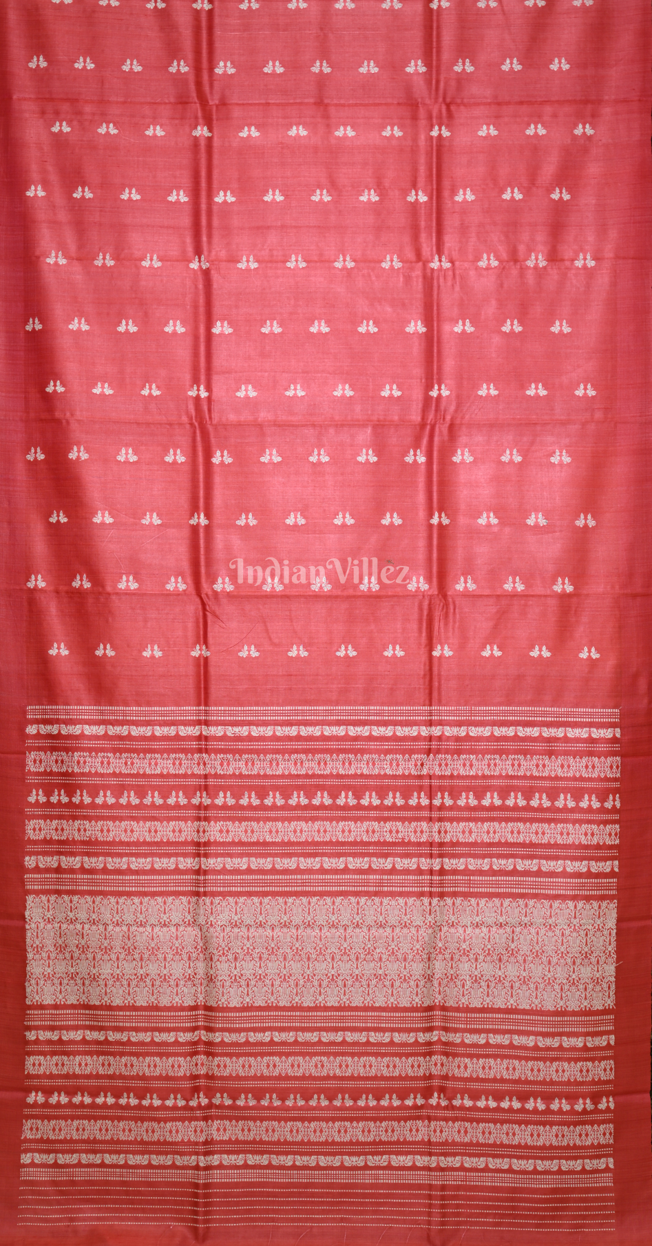 Red Butterfly Motif Fine Gopalpur Tussar Silk Saree