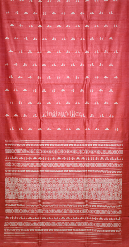Red Butterfly Motif Fine Gopalpur Tussar Silk Saree