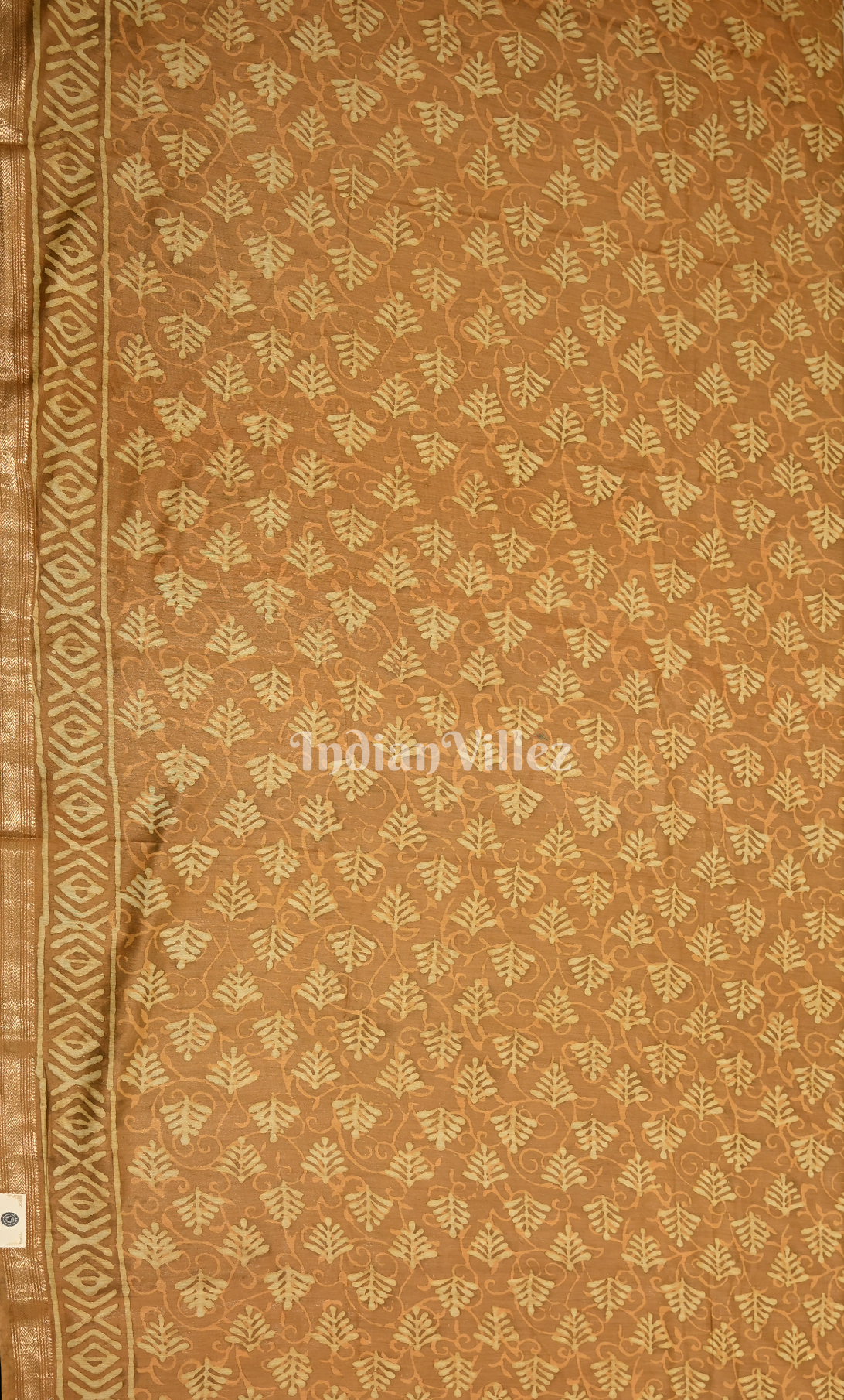 Brown Golden Dabu Block Printed Cortton Suit Sets 