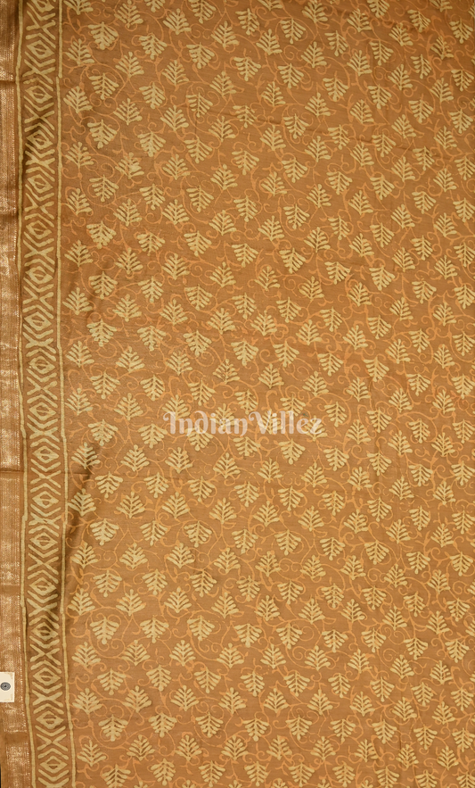 Brown Golden Dabu Block Printed Cortton Suit Sets 