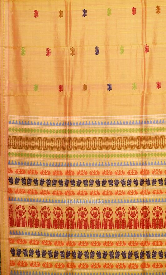 Mustard Yellow Gopalpur Tussar Silk Saree 