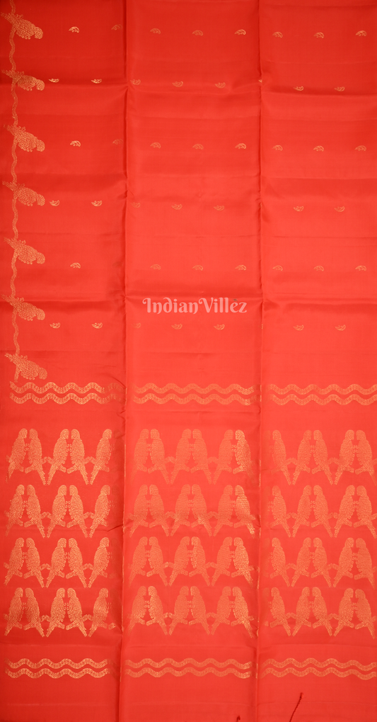 Red Bird Motif Pure Kanjivaram Soft Silk Saree