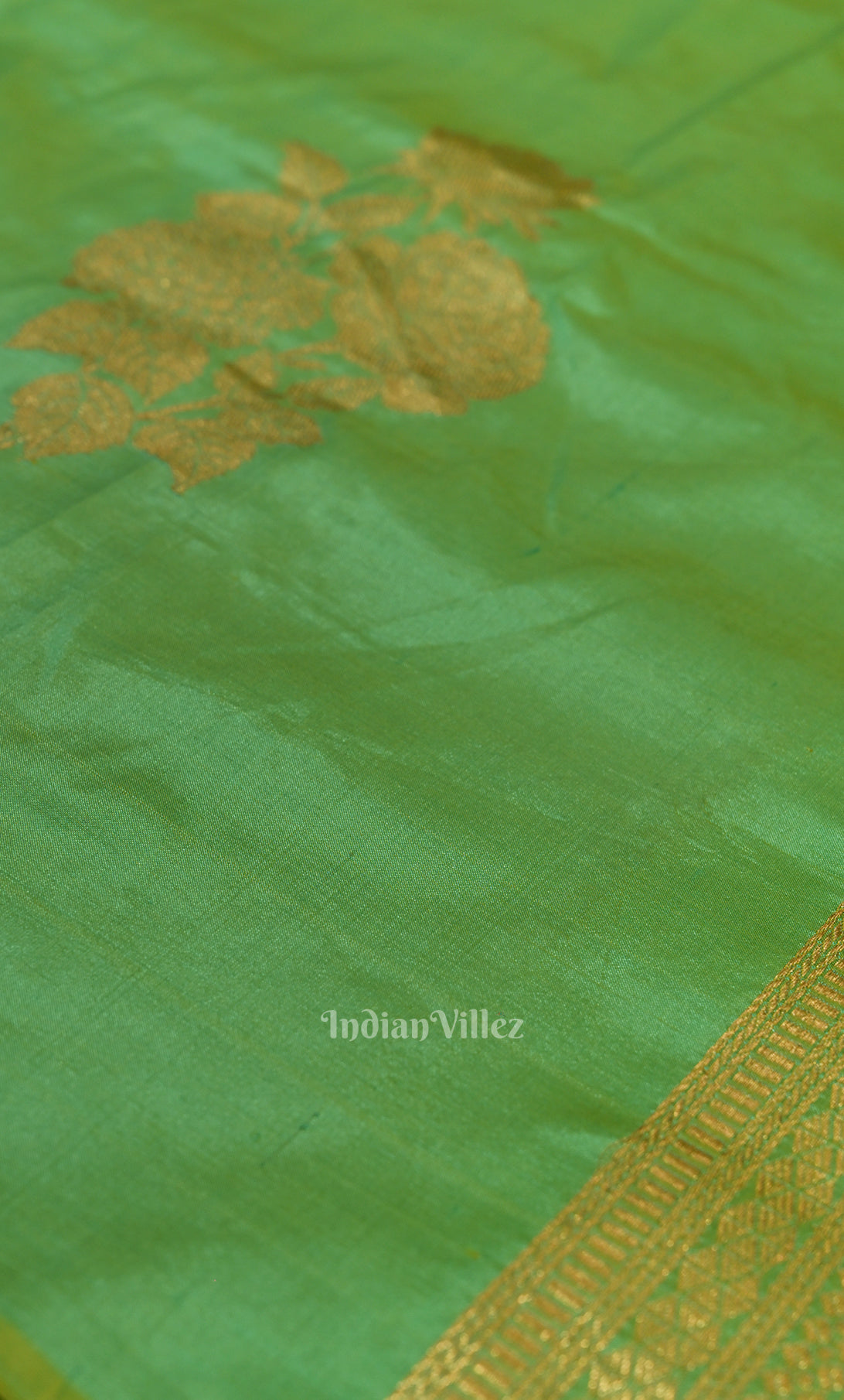 Parrot Green Pure Katan Silk Banarasi Saree