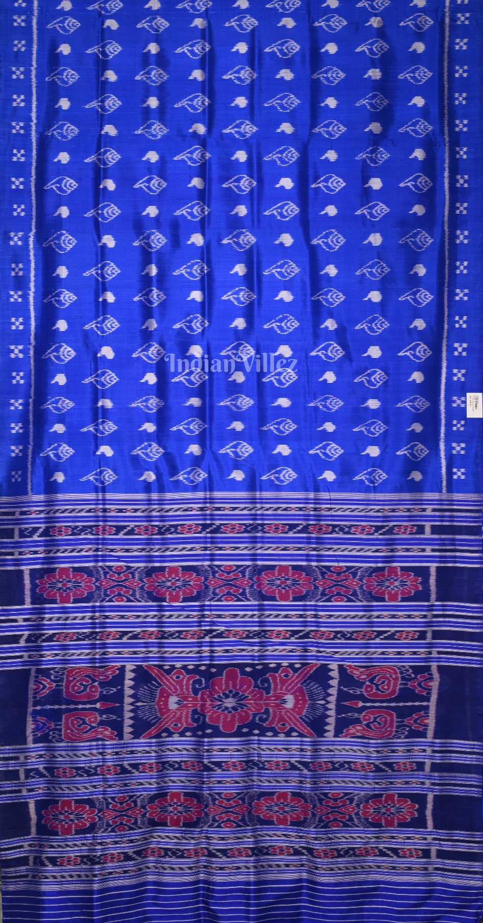  Royal Blue Sankha Motif with Double Pasapali Border Contemporary Designer Silk Saree