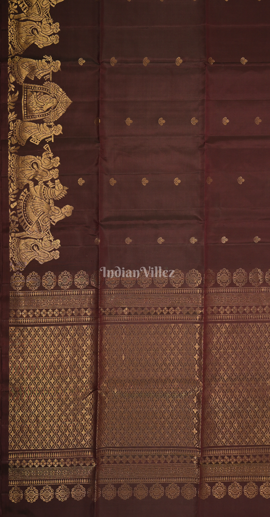 Coffee Golden Doli Barat Pure Kanjivaram Soft Silk Saree 