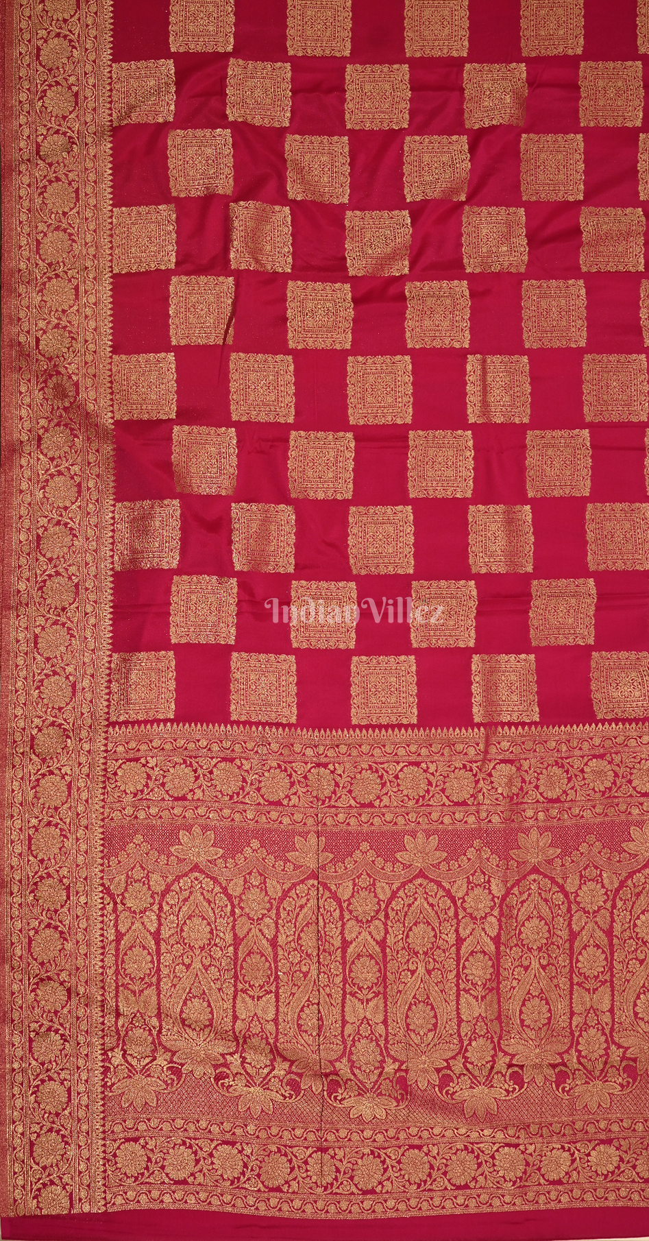Red Golden Georgette Kanjivaram Saree