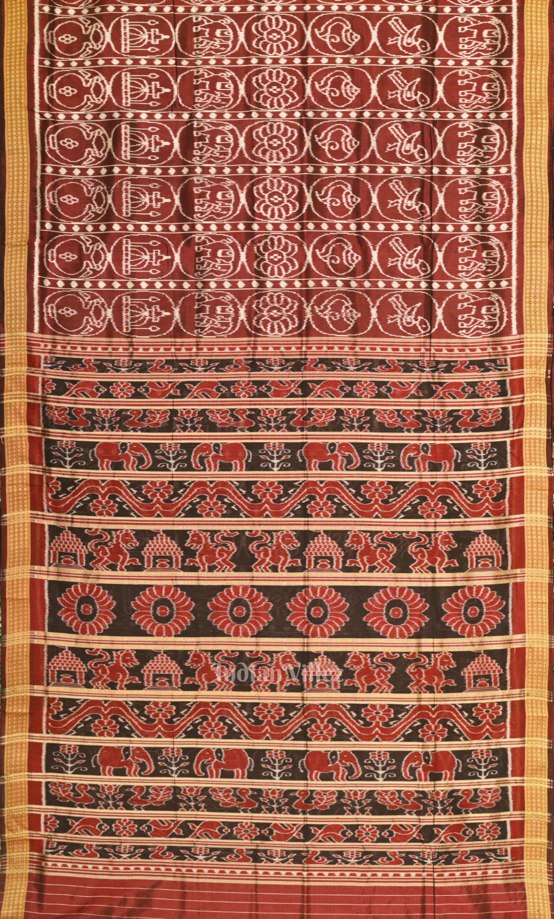 Red Nabakothi Odisha Ikat Sambalpuri Silk Saree