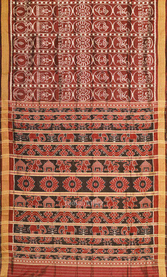 Red Nabakothi Odisha Ikat Sambalpuri Silk Saree