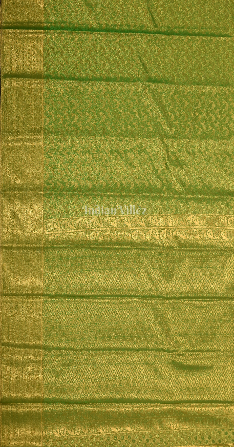 Mehendi Green Floral Motif Brocade Pure Kanjivaram Tissue Silk Saree