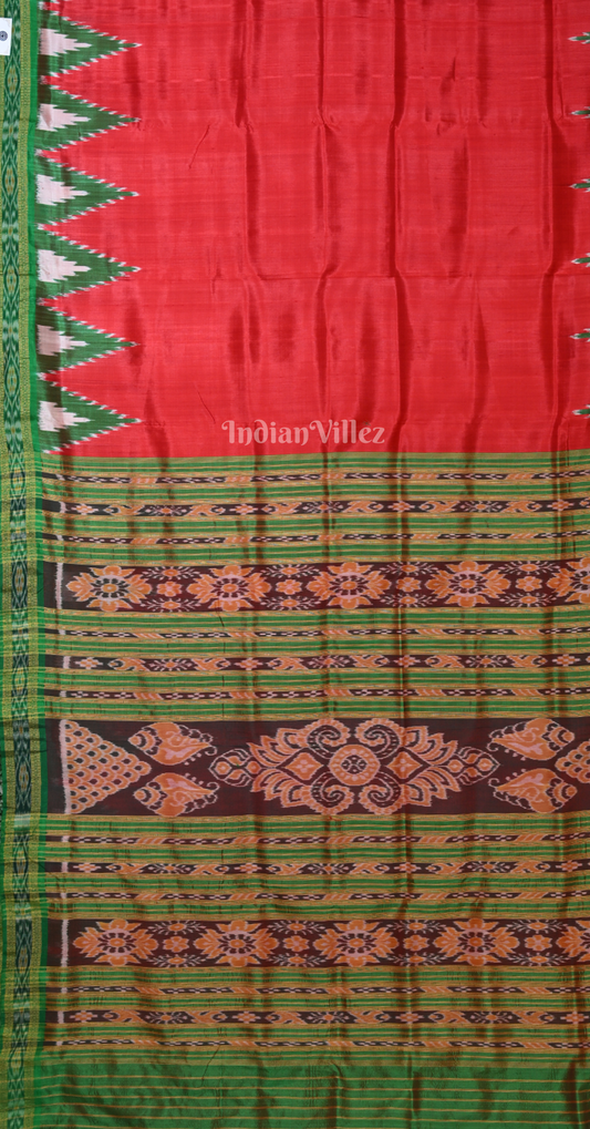 Red Green Odisha Ikat Khandua Silk Saree