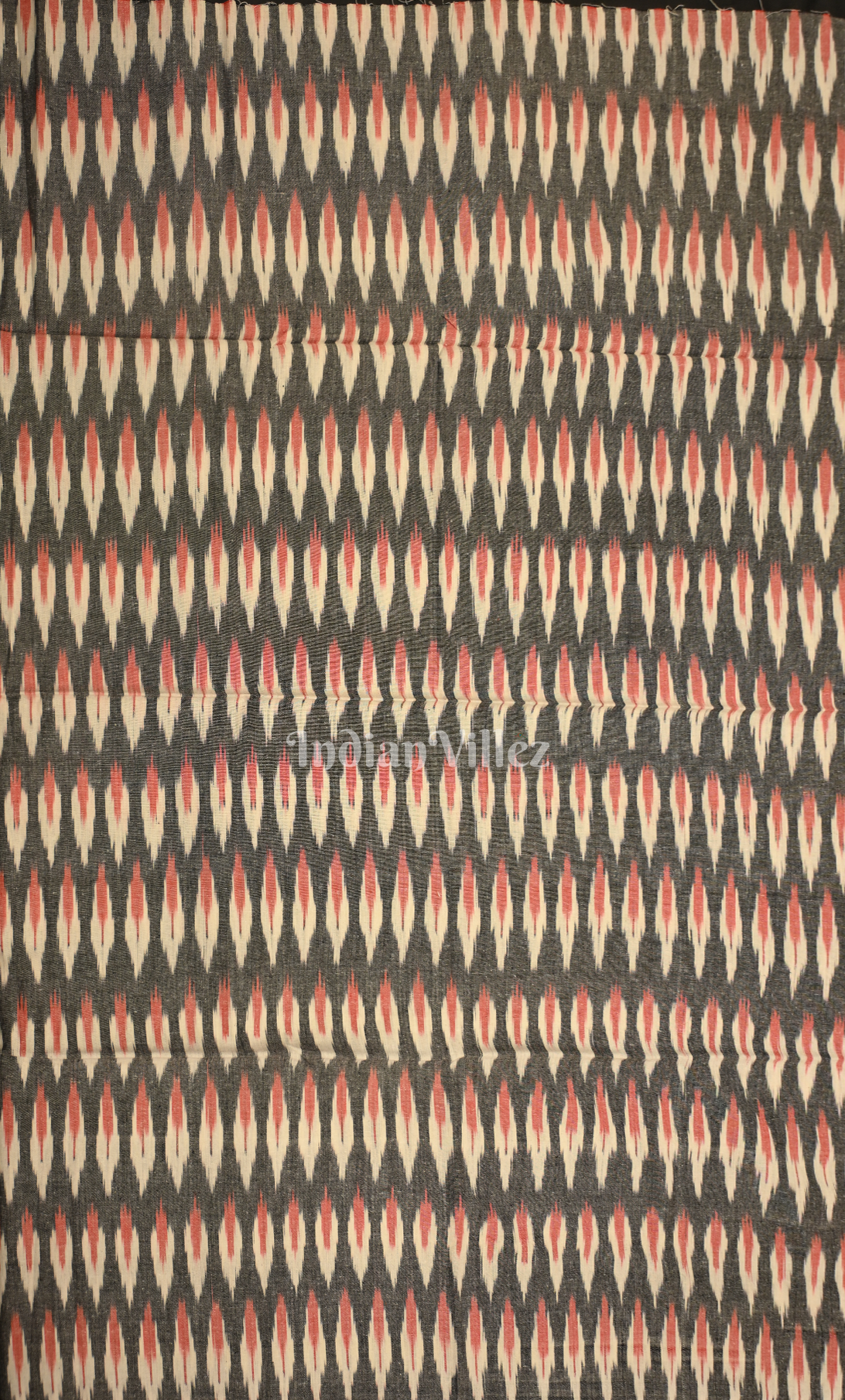 Grey Red Pochampally Ikat Cotton Unstitched Suit Sets 