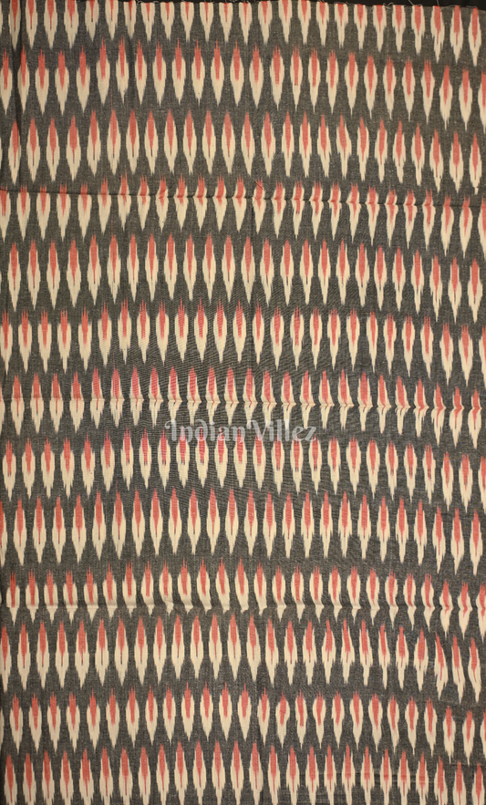 Grey Red Pochampally Ikat Cotton Unstitched Suit Sets 