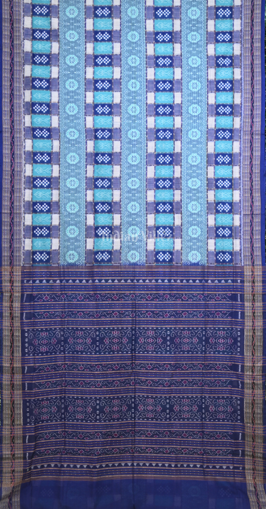 Blue Pasapali Odisha Ikat Sambalpuri Cotton Saree