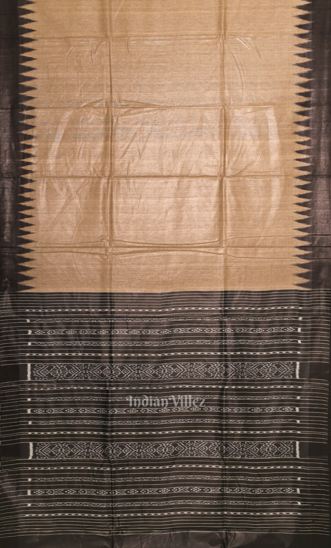 Cream Black Gopalpur Tussar Silk Saree 