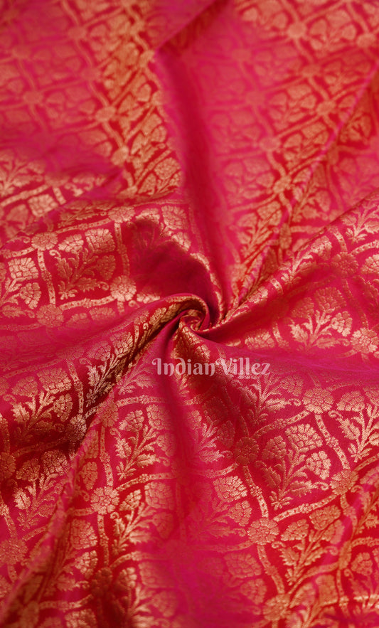 Latest Rani Pink Motifs Brocade Pure Kanjivaram Silk Saree 