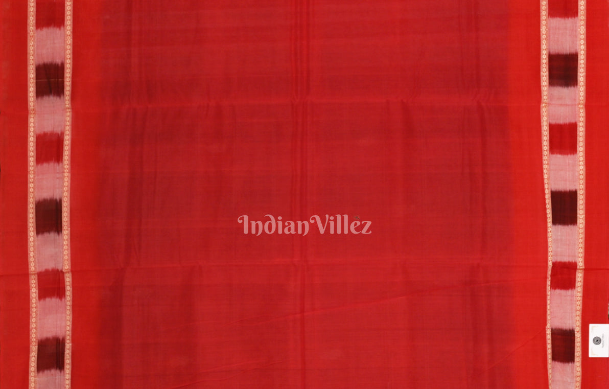 Black Red Fish Motif Odisha Ikat  Bomkai Cotton Saree