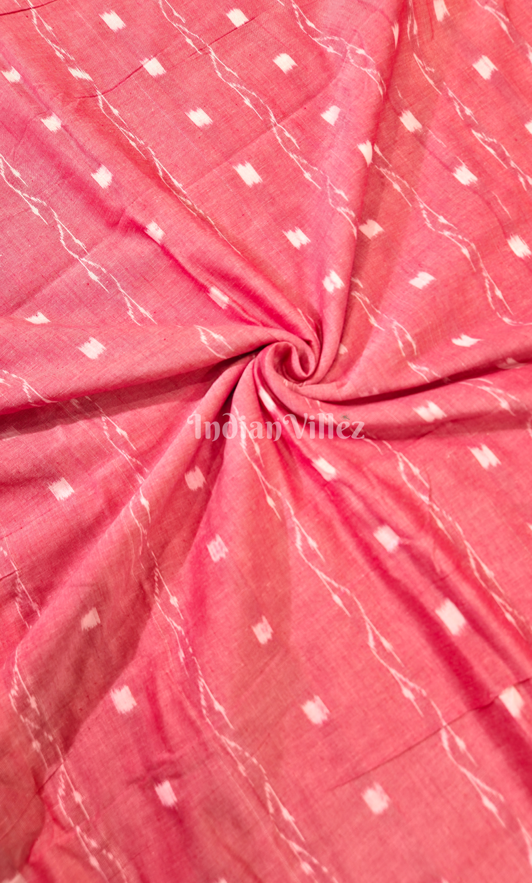 Peach Pink Tipa Design Odisha Ikat Sambalpuri Cotton Fabric