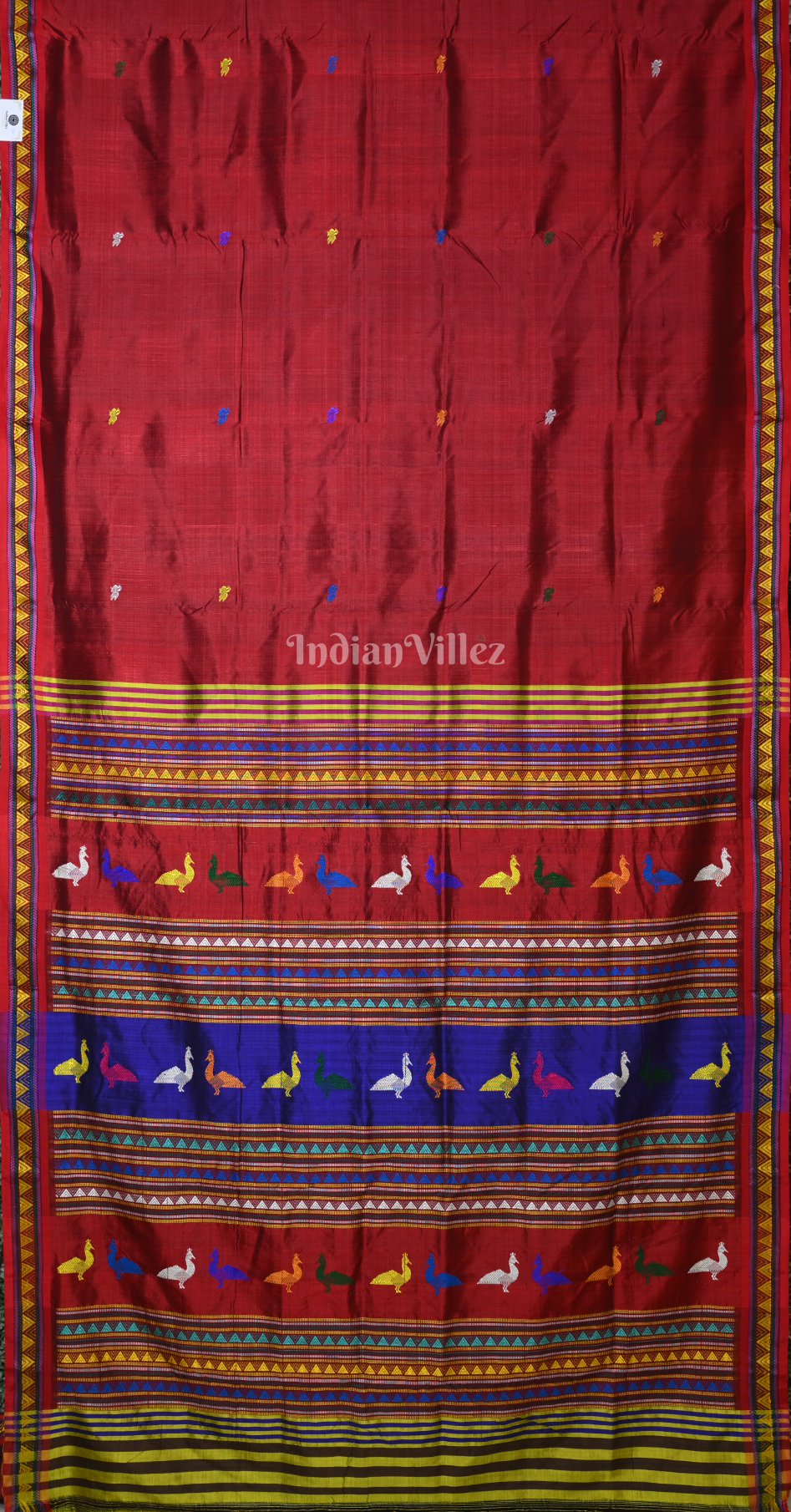 Maroon Buti Design Odisha Ikat Khandua Silk Saree with Dongaria Anchal 