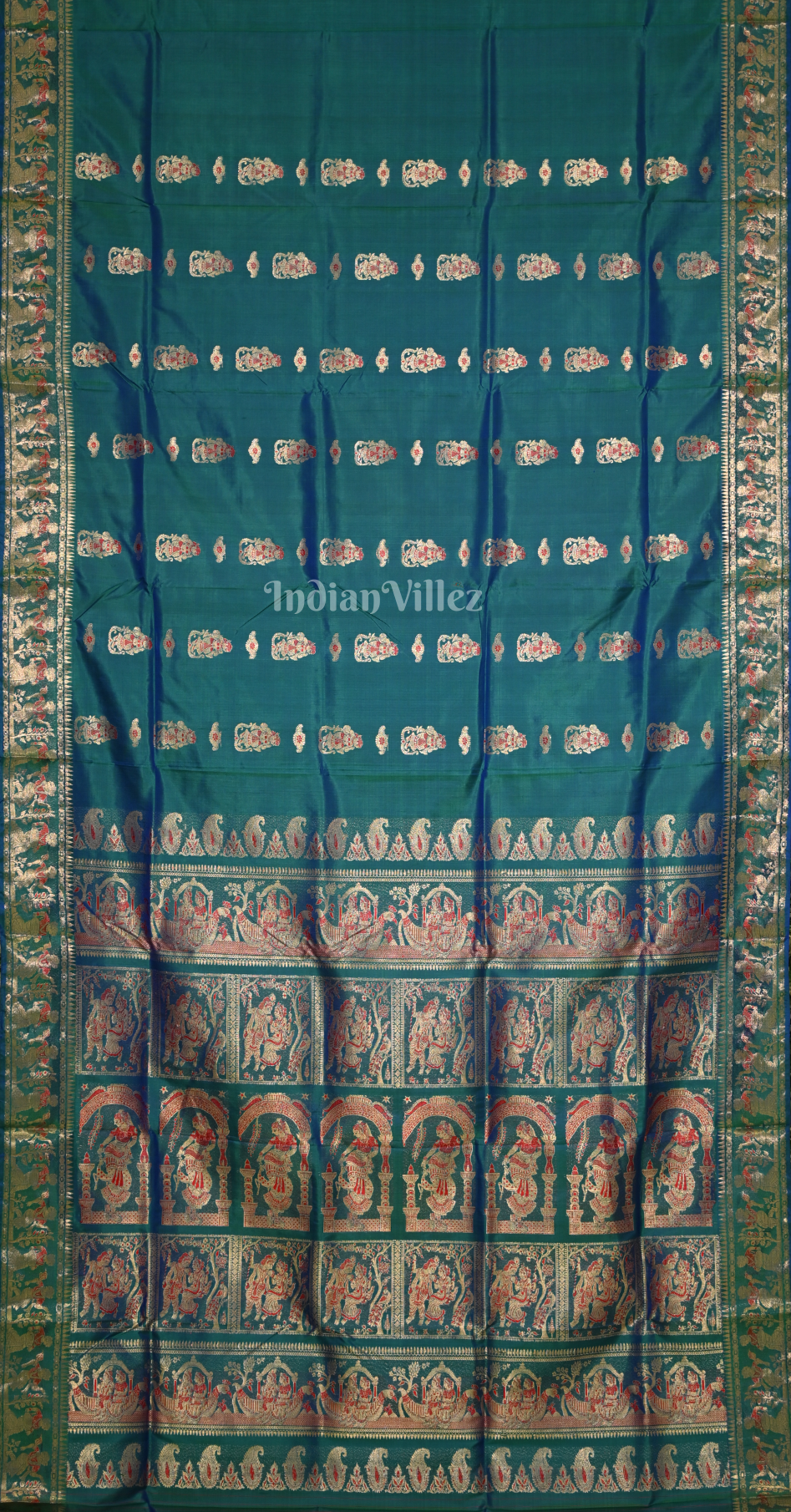 Peacock Green Handwoven Baluchari Silk Saree 