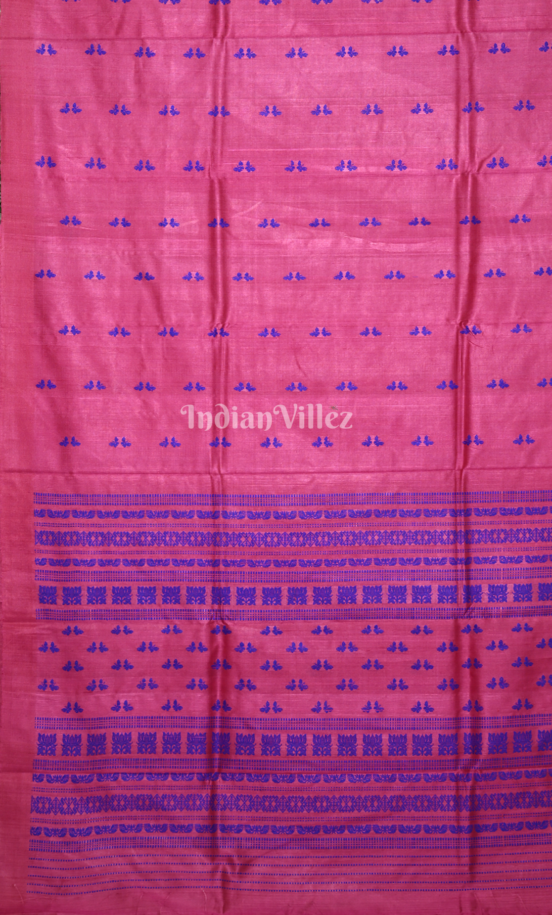 Pink Blue Butterfly Motif Fine Gopalpur Tussar Silk Saree 